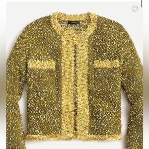 J.Crew: Open-front Cropped Jacket In Gold Tweed For Women. Size M . NWT